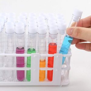 DEPEPE 60pcs Clear Plastic Test Tubes with Caps and Rack